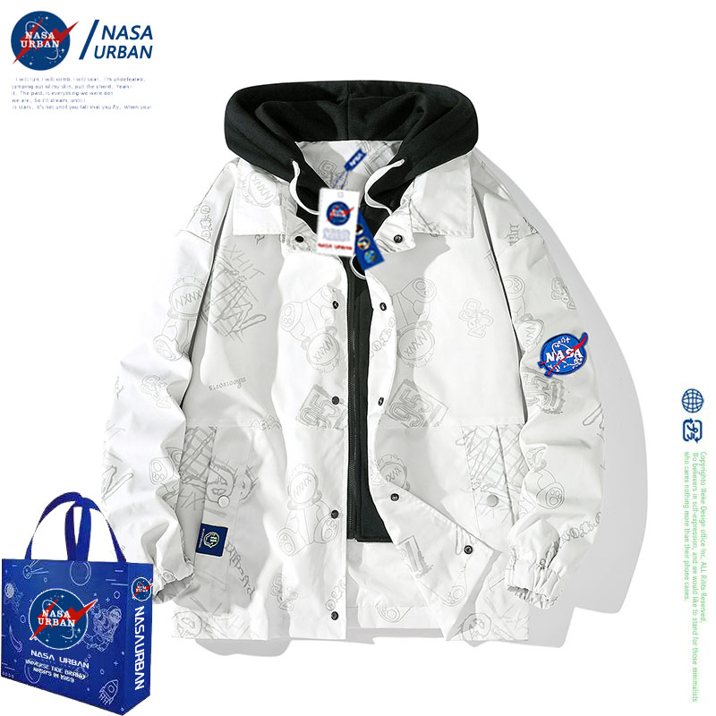 NASA URBAN官方联名款男女同款秋季宽松休闲ins假两件连帽夹克潮