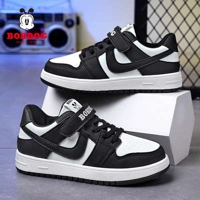巴布豆童鞋男童运动鞋秋冬2025新款皮面防水小童休闲鞋子儿童板鞋