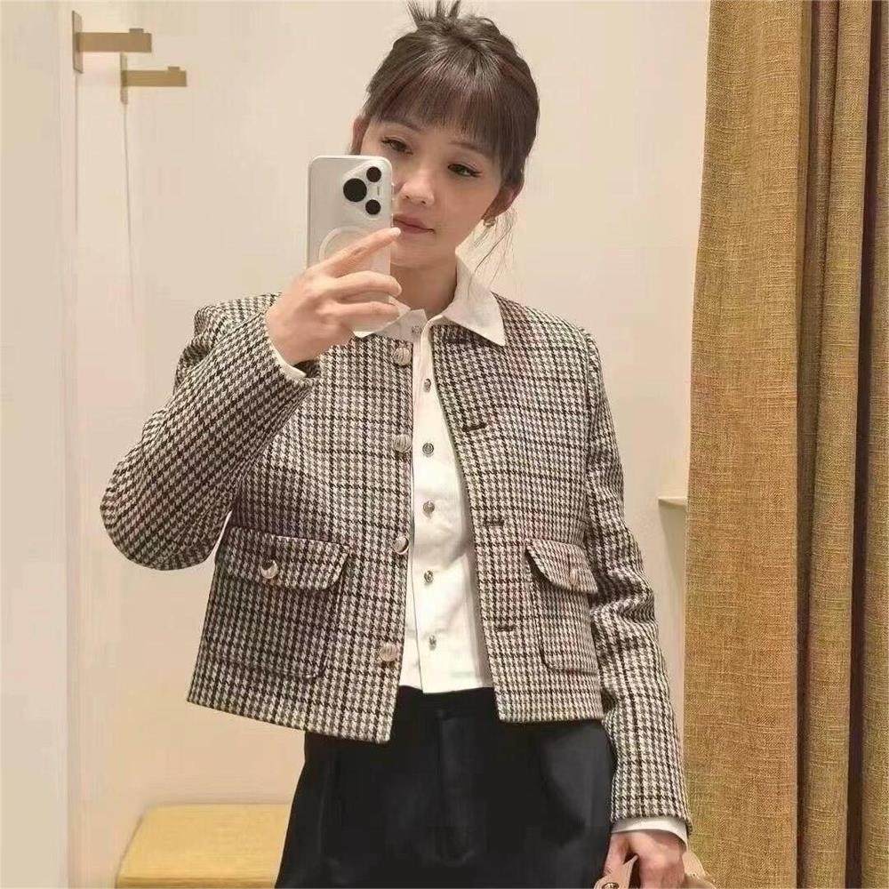 maSande2025秋季新款女装法式圆领短款时尚休闲长袖外套MFPVE0071
