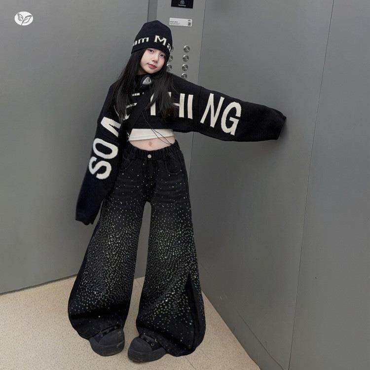 女童套季装韩范不规则毛衣2026春新款中大童烫年钻阔腿裤时尚洋气,童装/婴儿装/亲子装,儿童运动套装,淘宝优惠券,粉丝福利购,淘宝优惠卷