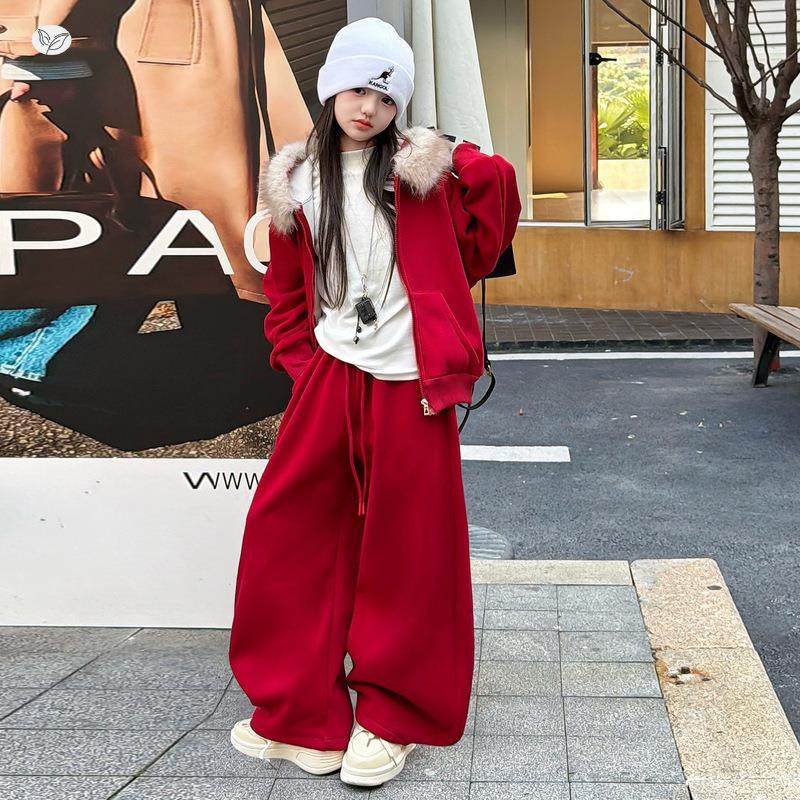 女童225年冬季新款大毛领连帽卫衣卫裤拜装年服套女0大童新春喜气,童装/婴儿装/亲子装,儿童运动套装,淘宝优惠券,粉丝福利购,淘宝优惠卷