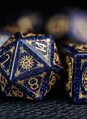 塔罗花纹-蓝砂石 跑团骰子COC骰子DND龙与地下城克苏鲁万智牌