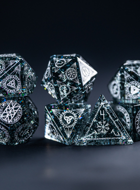 北欧图腾-闪电灰玻璃 跑团骰子COC骰子DND龙与地下城克苏鲁万智牌