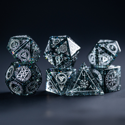 北欧图腾-闪电灰玻璃 跑团骰子COC骰子DND龙与地下城克苏鲁万智牌