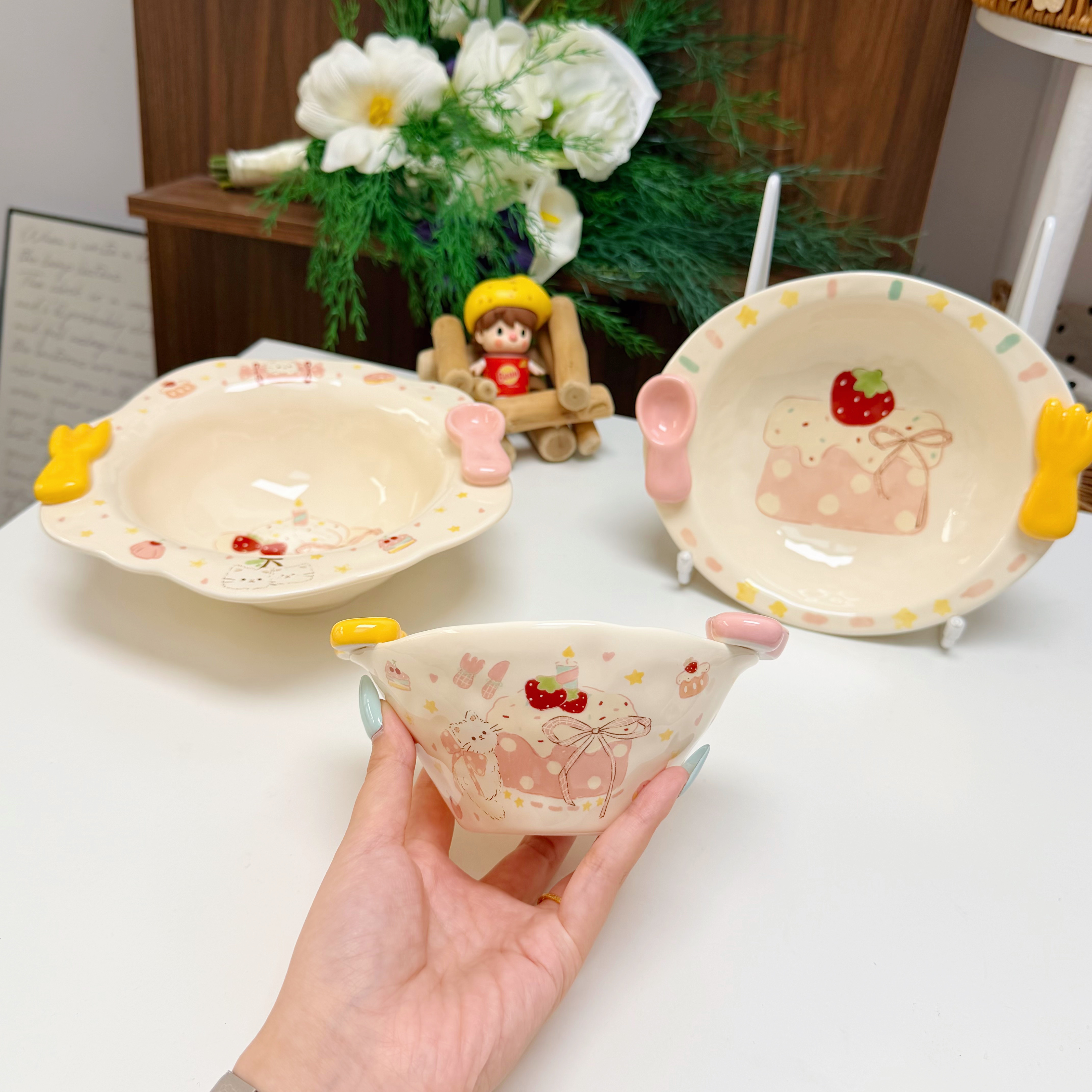 高颜值蛋糕猫咪少女心一人食餐具