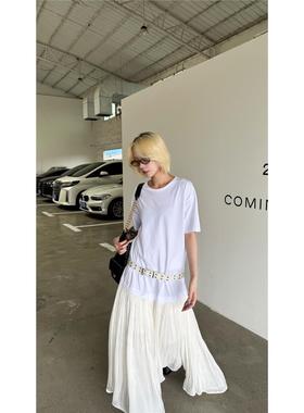 HELLOTANGO《都市身影》夏季高级感廓形解构拼接显瘦连衣裙64038#