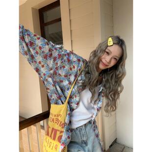 复古多巴胺卡通图案满印休闲衬衫 春季 5582 田园情书 HELLOTANGO