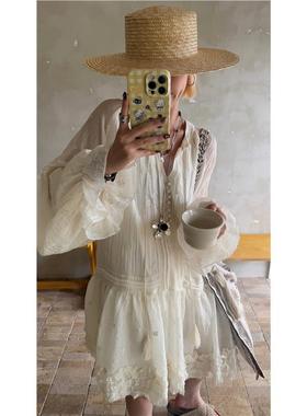 HELLOTANGO《南法风情》法式度假风花边气质显瘦连衣裙250202#