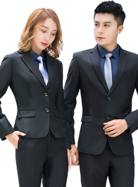 男女款韩版修身长袖面试工作服