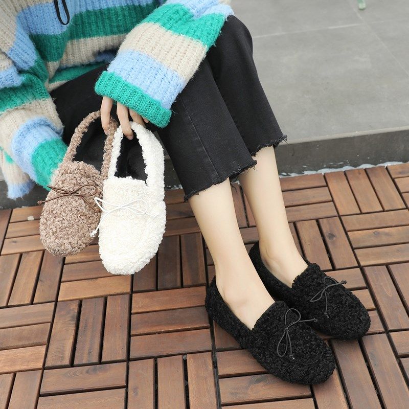 2023新款一脚蹬加绒豆豆鞋女冬季孕妇鞋棉鞋爆款休闲鞋毛毛鞋平底,女鞋,乐福鞋（豆豆鞋）,淘宝优惠券,粉丝福利购,淘宝优惠卷