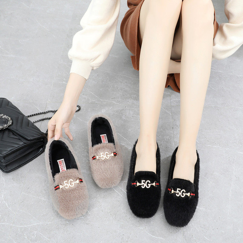 毛毛鞋女外穿2025新款秋冬季孕妇鞋一脚蹬休闲鞋子加绒棉鞋豆豆鞋,女鞋,乐福鞋（豆豆鞋）,淘宝优惠券,粉丝福利购,淘宝优惠卷