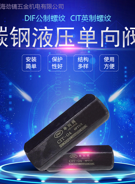 碳钢液压管式单向阀DIF-L10H内丝直通CIT-02油压管式3/4止回阀