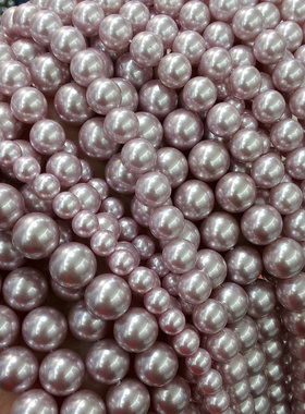 天然贝壳仿粉紫色珍珠贝珠散珠 6-8-10-12mm DIY串珠手作材料配件
