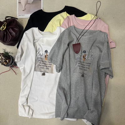 2026新款韩版宽松简约百搭女装圆领设计短袖T恤上衣