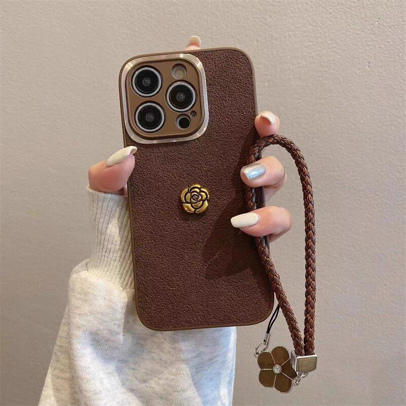 小香风复古山茶花带手绳适用oppoA3A97A96A93SA72A58A57A55A53A2Mproreno3FINDX7X6X5realmeGT5K11K10X手机壳