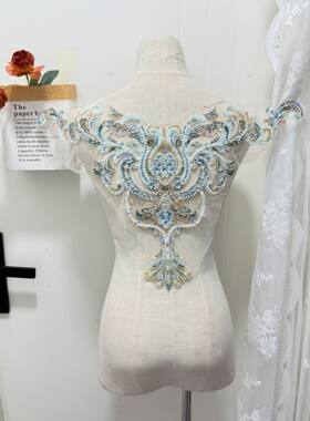 重工珠绣刺绣套花 亮片珍珠青龙婚纱礼服秀禾布贴一套价 新品上市