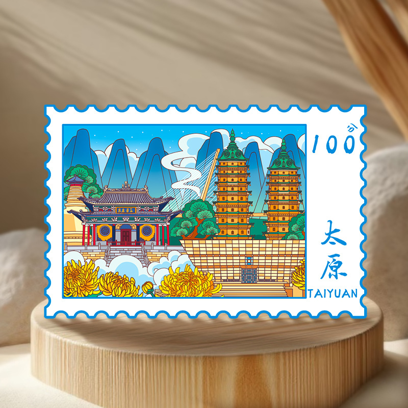 山西太原冰箱贴 城市景点木质磁吸冰箱贴博物馆双塔寺旅游礼品