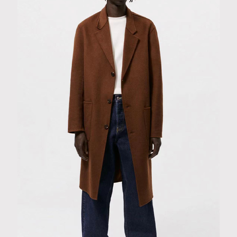 秋冬西装外套双面羊毛大衣焦糖色