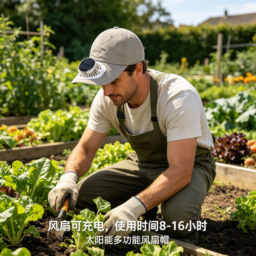 可充电成人男女遮阳防晒户外骑行休闲鸭舌帽夏透气太阳能风扇帽子