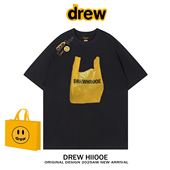 T恤男女高街夏季 drew美式 潮牌购物袋印花短袖 宽松休闲情侣上衣潮
