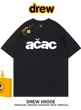 drew美式潮牌acac字母印花纯棉短袖T恤男女同款宽松百搭情侣半袖