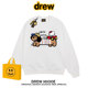 drew美式 潮牌腊肠狗KT猫趣味卡通圆领卫衣男女秋冬宽松情侣款 上衣