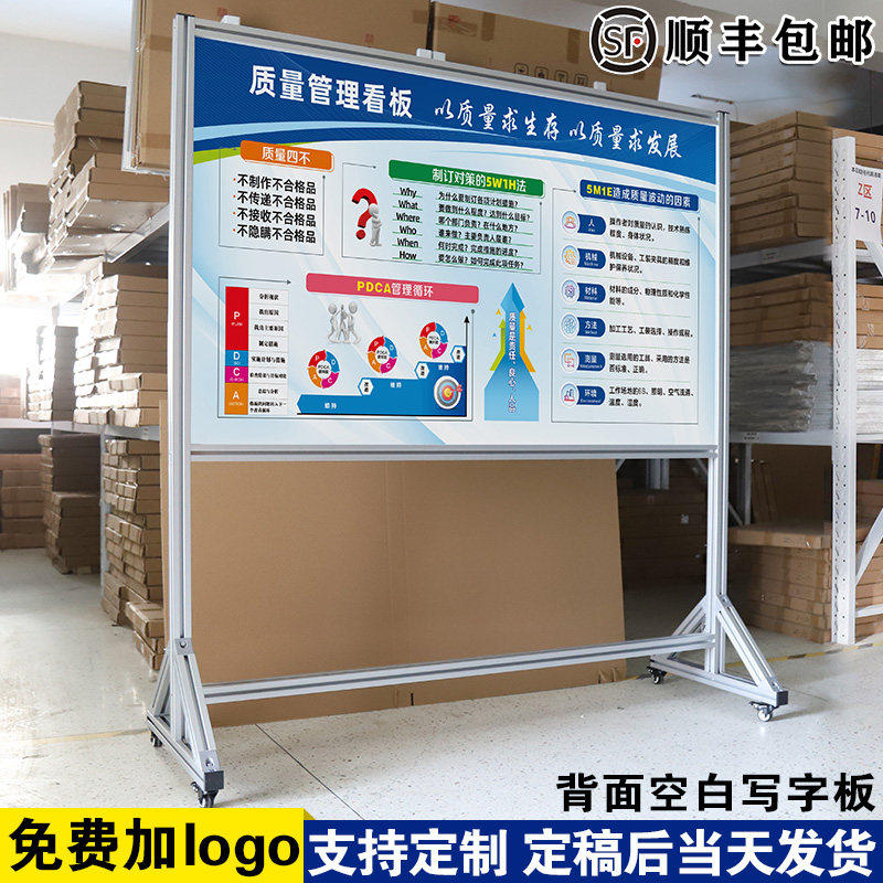 质量管理看板 白板写字板定制内容定做小黑板车间工厂办公室可擦吸磁性大看板挂墙式免费设计支持定制