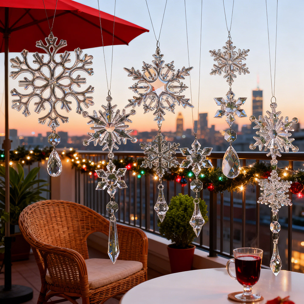 圣诞场景装扮透明水晶冰条雪花