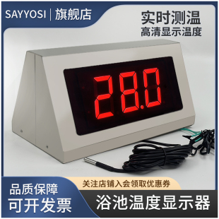桑拿浴池用温度显示器大屏温泉浴室温度计量温表不锈钢防水测温仪