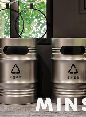工业风垃圾桶240L大容量个性创意户外带盖垃圾箱大号铁汽油桶商用