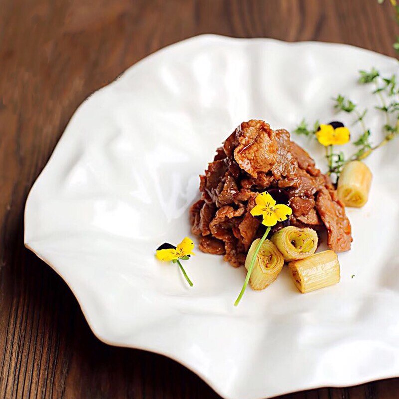 会所凉菜盘大董意境菜个性褶皱盘料理融合菜私房热菜小炒创意餐具