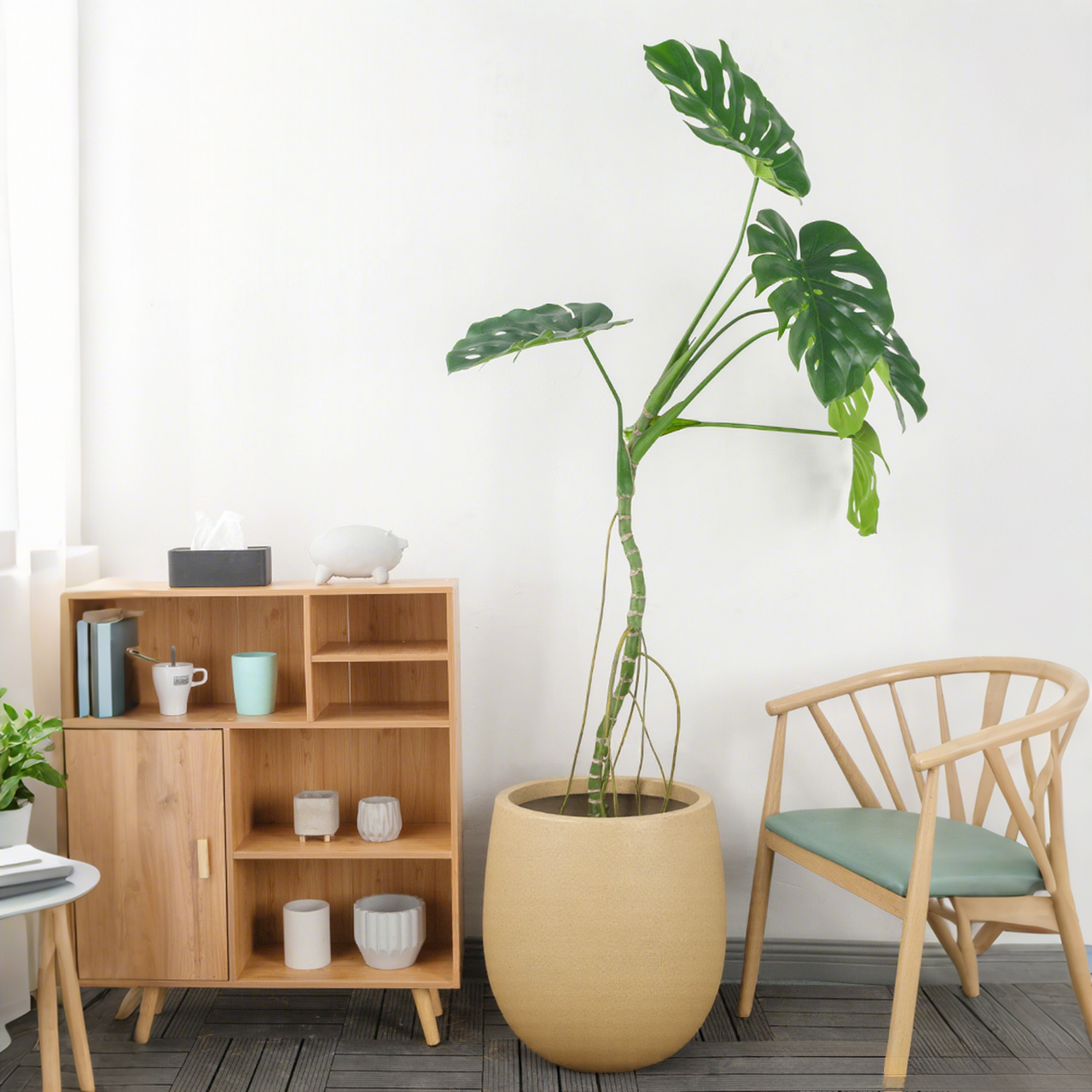 家用镁泥花盆落地植物盆栽花园庭院阳台花盆龟背竹种植盆落地盆