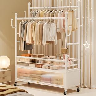 双杆挂衣架落地卧室多功能衣帽架可移动挂衣服架子室内晾衣架