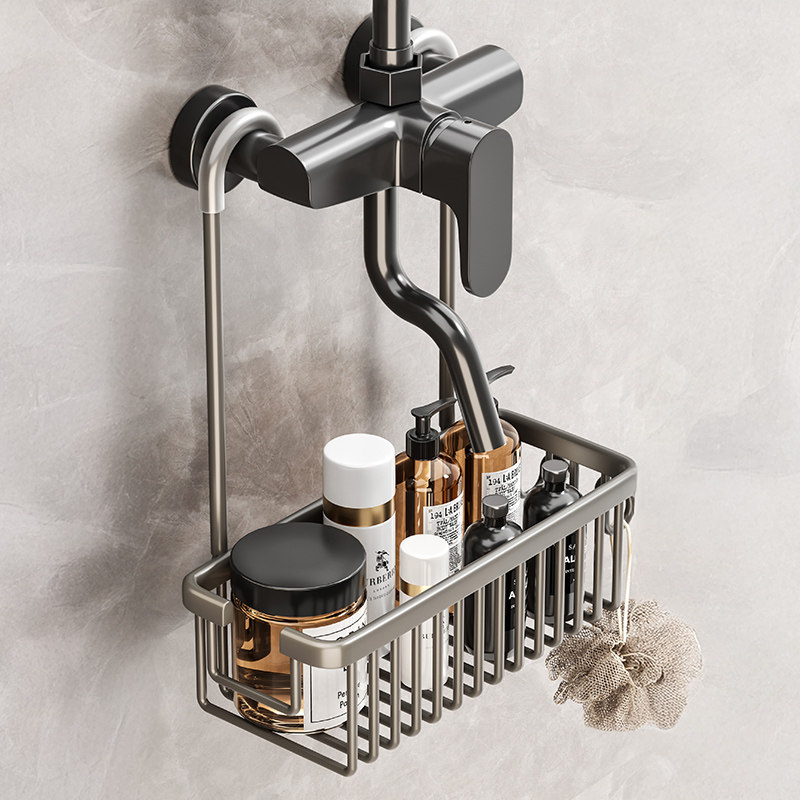 花洒置物架挂篮免打孔浴室放沐浴露厕所收纳洗发水洗澡淋浴房挂架