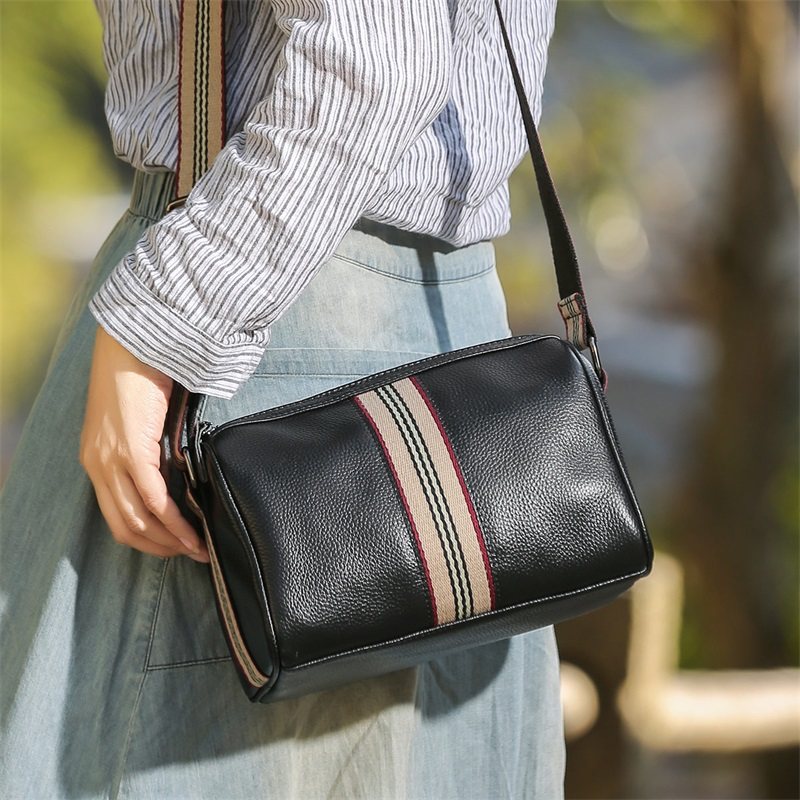 吐火罗秋季新款真皮单肩包拼接波士顿包简约时尚手提包牛皮女包