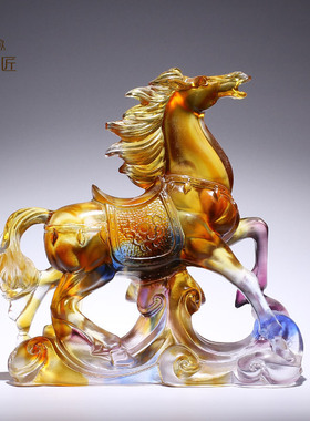 琉璃如意生肖马摆件工艺品到成功