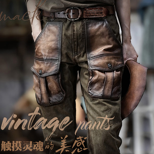 工装 裤 男多口袋直筒军旅露营复古做旧老钱风 伐木工猎装 狩猎裤