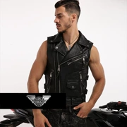 Da nam da rock rock lớn ve áo ngắn nhập khẩu da xe máy vest vest vest nam triều - Quần áo lông thú