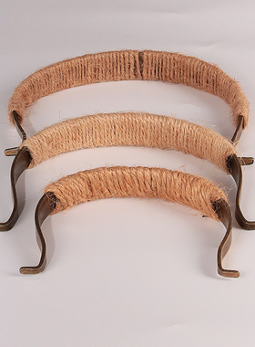 仿古铜黑色金属提手茶壶配件提梁铸铁养生壶把手编织花式防烫竹根