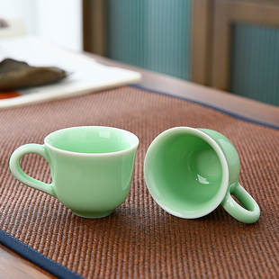 德化青瓷茶杯主人杯高端功夫茶具茶杯家用水杯品茗杯陶瓷带耳单杯