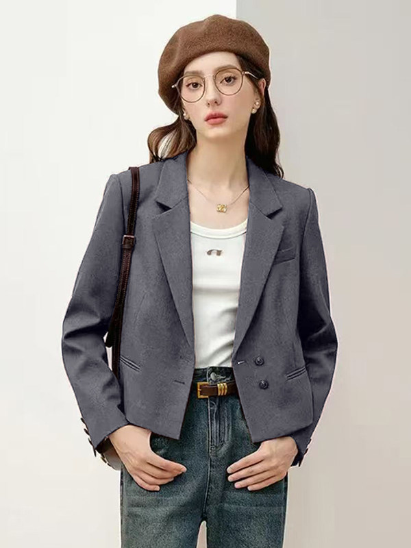 短款西装女2026年春季新款时尚设计感高腰显高显瘦小个子西服外套