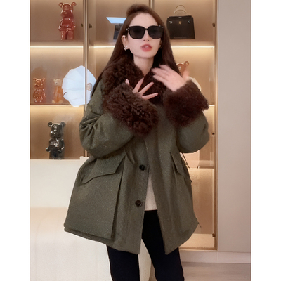 复古毛领派克鹅绒服女中长款加厚