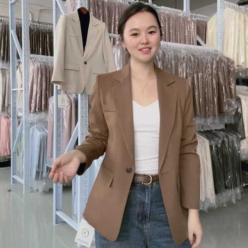 羊毛老钱风复古小西装女咖色