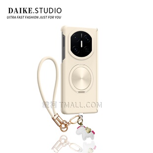 【双中轴肤感马年挂绳】适用华为matex7手机壳支架x6x5x3斜跨vivoxfold5/3荣耀magicv5v3v2折叠FindN5古董白