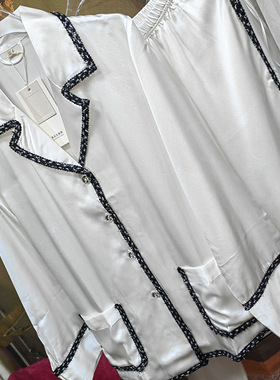 春夏新品 香风重磅真丝睡衣女100桑蚕丝长袖长裤可外穿大码家居服