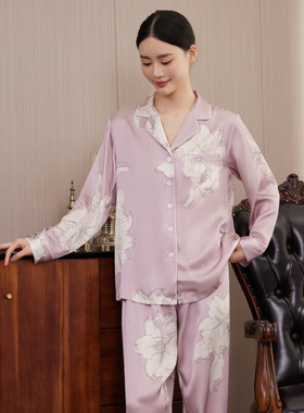 礼遇五月 宅家美美哒夏新款印花真丝睡衣女高级感100桑蚕丝家居服