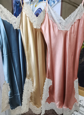 美爆！法式浪漫真丝睡衣晨袍性感蕾丝吊带裙新娘送闺蜜结婚礼物
