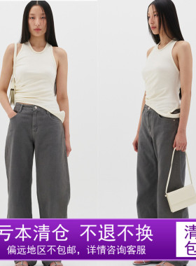 23夏新款low classi*设计感不对称下摆无袖圆领修身工字背心女
