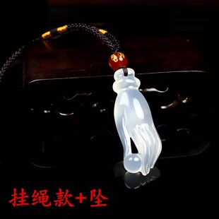 天然玉石佛手项链男女士玉坠挂件真品澳洲冰种玉髓掌上明珠玉吊坠