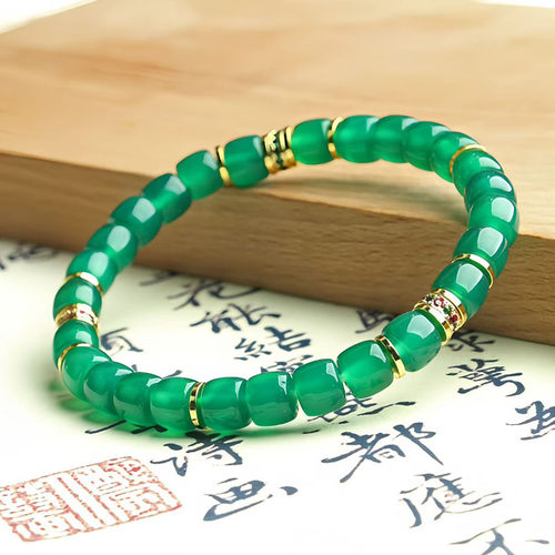 原石精雕单圈水晶手饰玛瑙玉髓手串男女玉石时尚老型散珠文玩手链